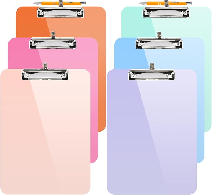 Sooez Plastic Clipboard with Pen Holder, Clip Boards 8.5x11 with Low Profile by Sooez