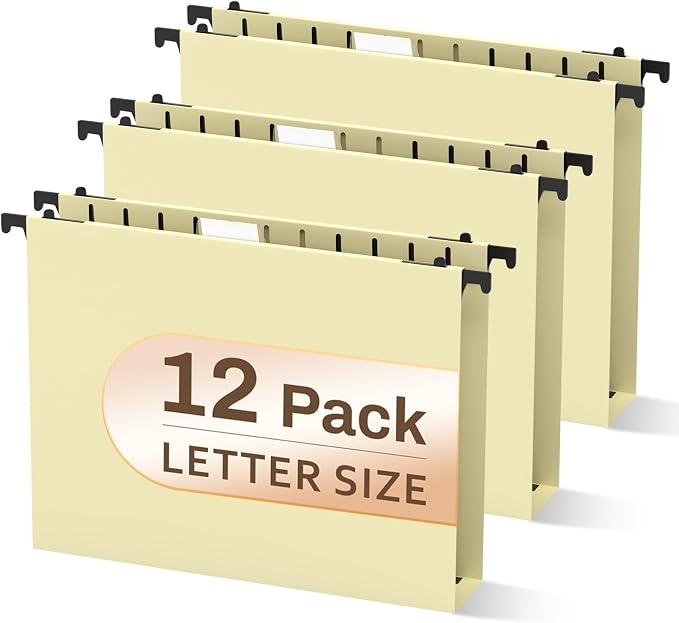 12 Pack Letter Size Hanging File Folders, Letter Hanging File Folder by PNETTCO
