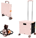 FELICON SELORSS Foldable Utility Cart Folding Portable Rolling Crate-Pink | by FELICON