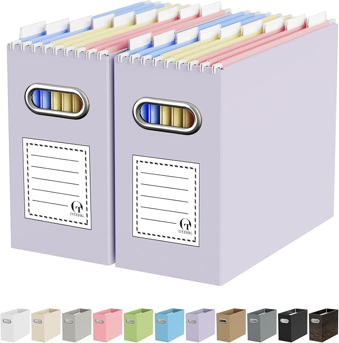 Oterri File Organizer Box, Portable Collapsible Cardboard File Folder Organizer by Oterri