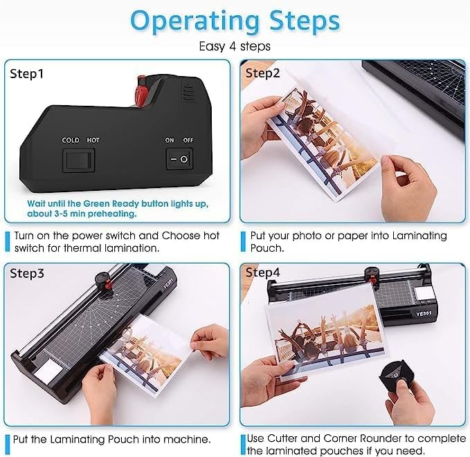 Laminator Machine for A3/A4/A6, YE381 13inch Thermal & Cold Laminating Machine - Image 4