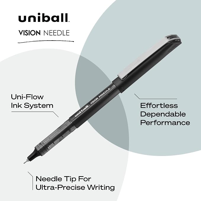 uniball Vision Needle Rollerball Pens, Micro Point, 12 Pack - Image 3