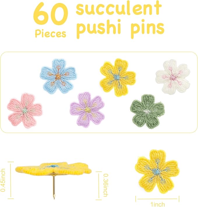 60 Pieces Tulip Decorative Pushpins Flower Thumb Tacks Decorative Florest Push - Image 3