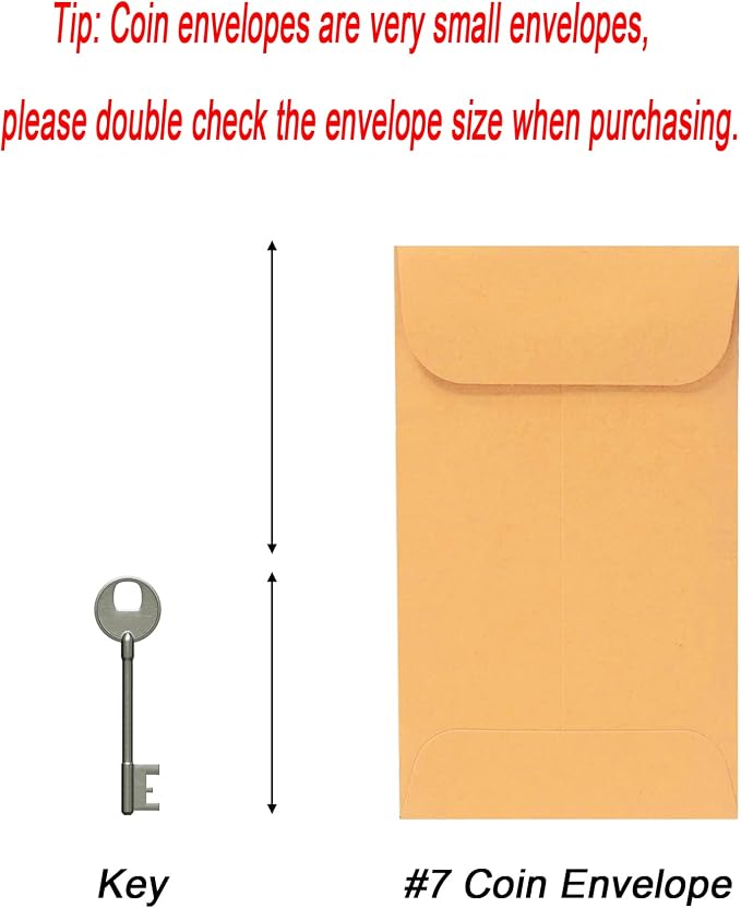 Xxcxpark 500 PCS #7 Coin Envelopes, 3.5 x 6.5 inches Brown Kraft Envelopes - Image 2