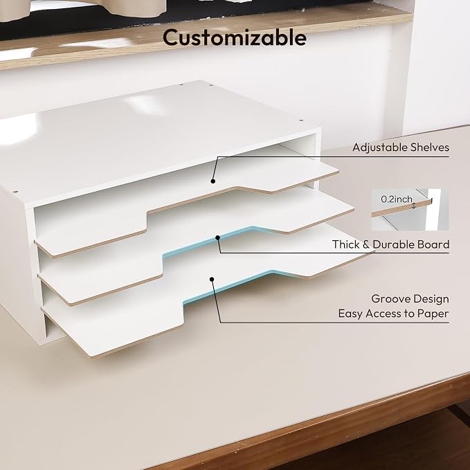 Yumkfoi 12x18 Construction Paper Organizer, 4-Tiers Paper Storage Shelf - Image 4