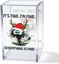 It's Fine I'm Fine Acrylic Cosmetic Pencil Pen Holder Cup, Funny Black Cat Pen by Unknown