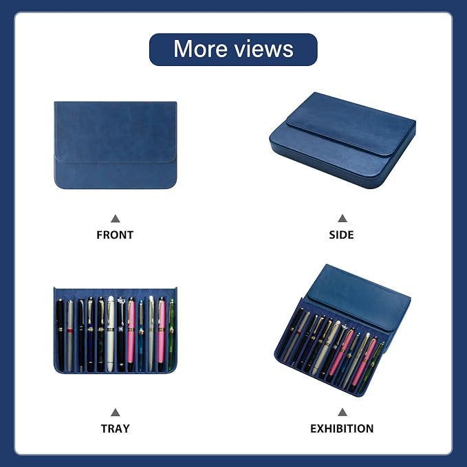 PU Leather 12 Fountain Pen/Pencil Tray Case Organizer, Fashion Design, Magnetic - Image 5