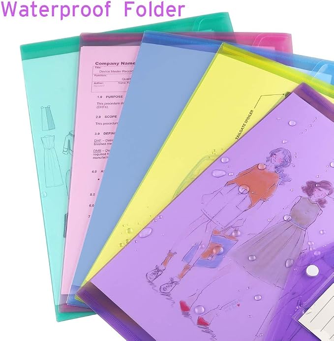 Sooez 28 Pack Folders Plastic Envelopes, Letter A4 Size Poly File Envelopes - Image 2