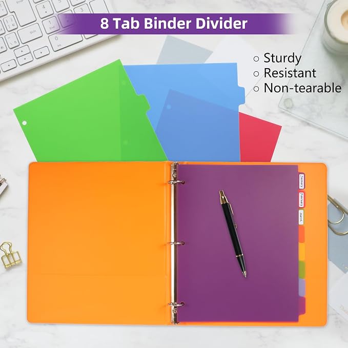 Colorful Binder Dividers with Tabs, Plastic Index with 5-Tabs, - Image 4