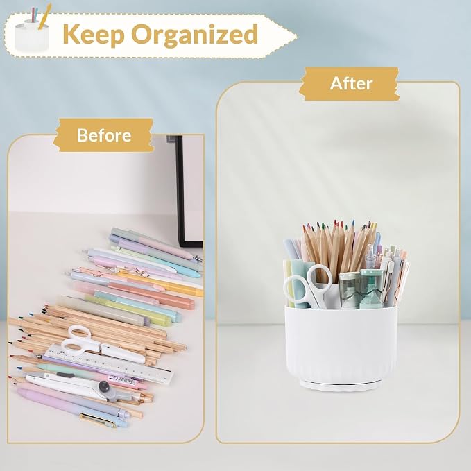 SKYDUE 360 Degree Rotating Desk Organizer, Dual-Purpose Pencil Pen Holder - Image 3