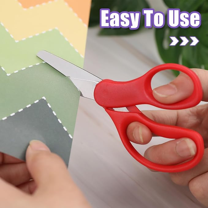 BURVAGY 30 Packs 5" Small School Student Blunt Tip Craft Kids Scissors - Image 6