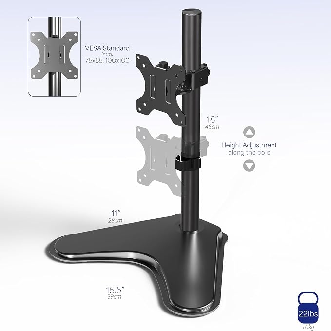 VIVO Single Monitor Desk Stand, Holds Screens up to 32 inch Regular and 38 inch - Image 3