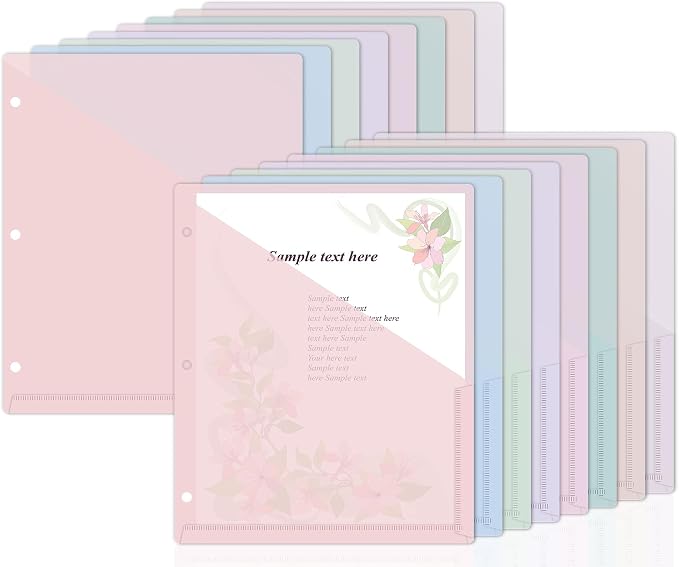 48 Pack Binder Pockets for 3 Ring Clear Pocket Divider Folders for 3 Hole by gisgfim