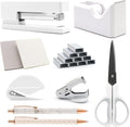 White Office Supplies, Shellvcase White Desk Accessories, Stapler and Tape by Shellvcase