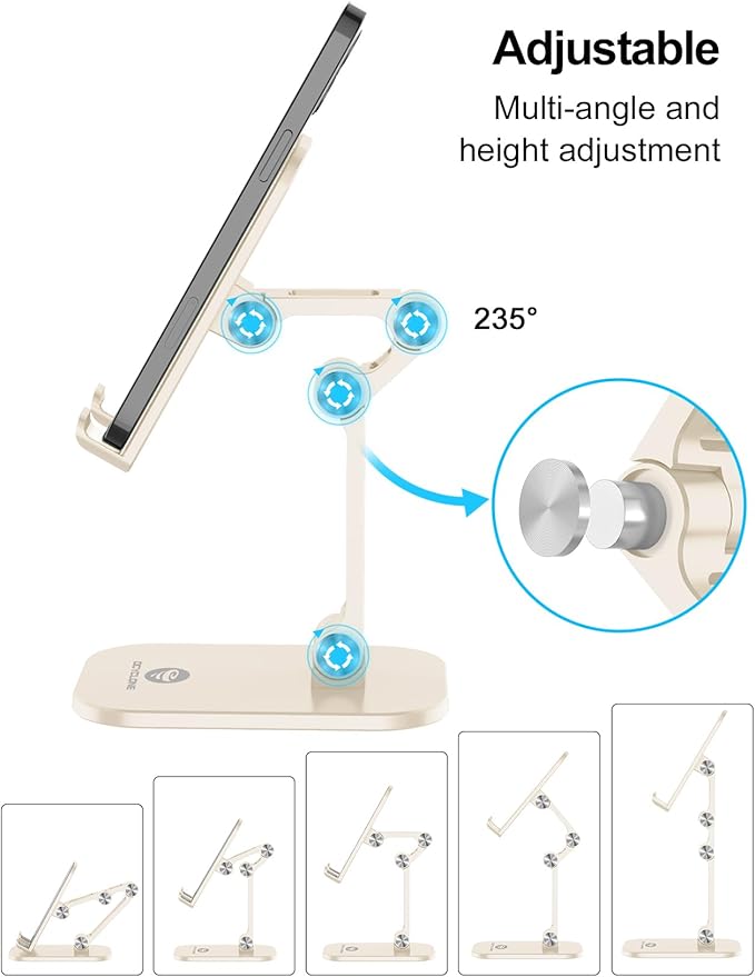 OCYCLONE Phone Stand, Adjustable Height and Angle Foldable Cell Phone Stand - Image 2