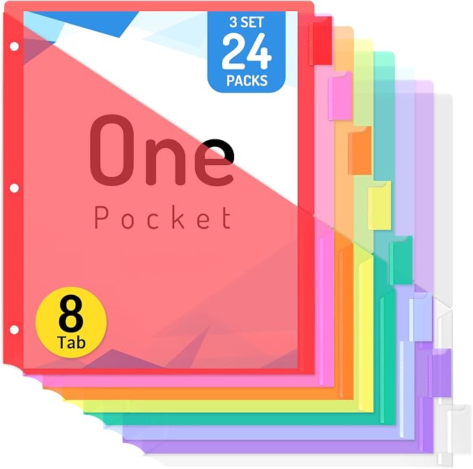 Forvencer 24 Count Dividers for 3 Ring Binder, Binder Dividers by Forvencer