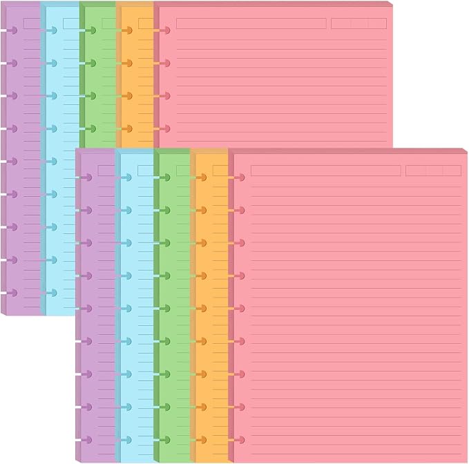 9-Disc Discbound 5 Colorful Line Paper Pre-punched Happy Planners Inserts by Yaridar