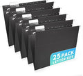 25-Pack Black Hanging File Folders, Letter Size, Includes 35 Transparent Label by Jowaia