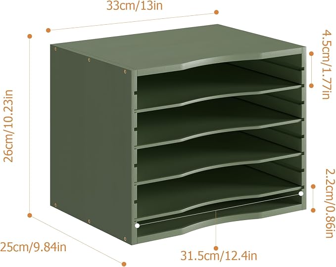 Bamjoy Bamboo 5 Tier Desktop Organizer, Paper Organizer Mail Sorter, File - Image 3