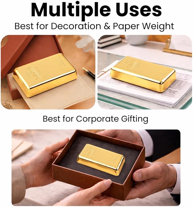ZAHEPA Gold Bar Paperweight Pack of 1, Realistic Fake Gold Bars Desk Decor | - Image 8