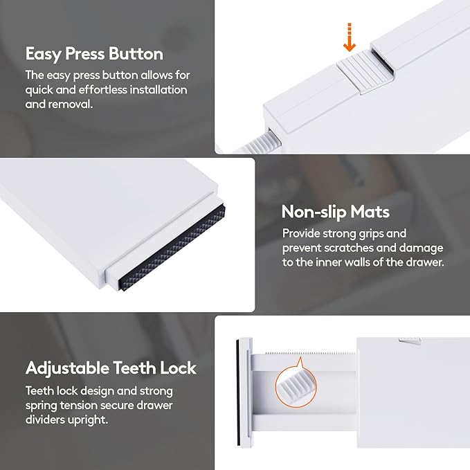 Lifewit 4 Pack Upgrade Drawer Dividers - Image 7
