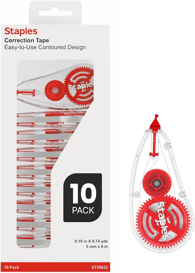 STAPLES Correction Tape, 10 Pack – Sidewinder Applicator by Staples