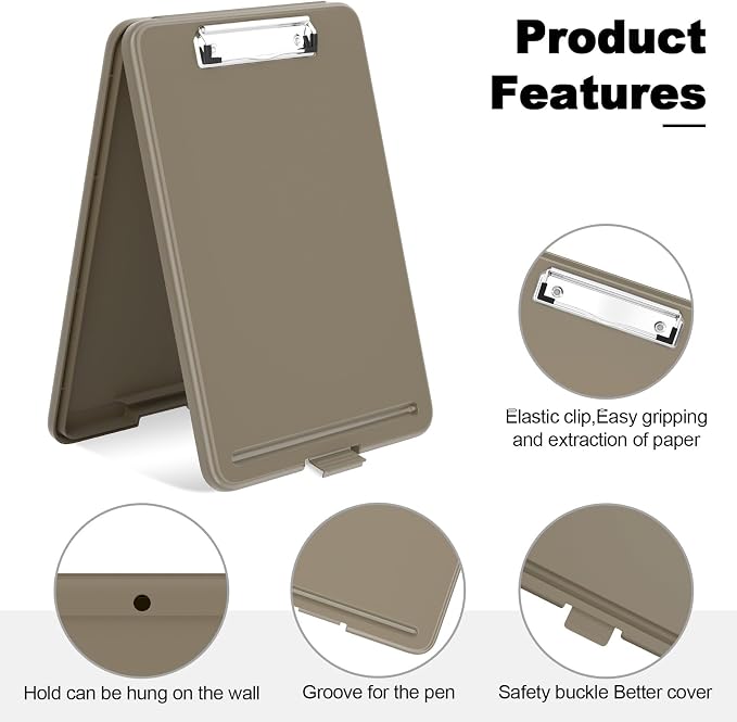 Hongri Clipboard with Storage, 8.5 x 11 Clip Board Foldable, Size 13.4 x 9.4 X - Image 3