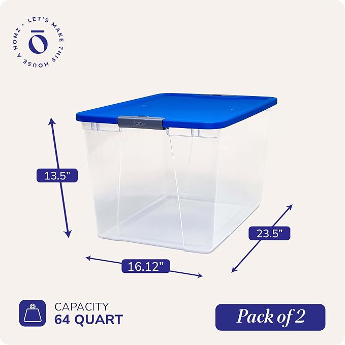 HOMZ 2-Pack Secure Latch, 64 Quart, and Office Organization - Image 4