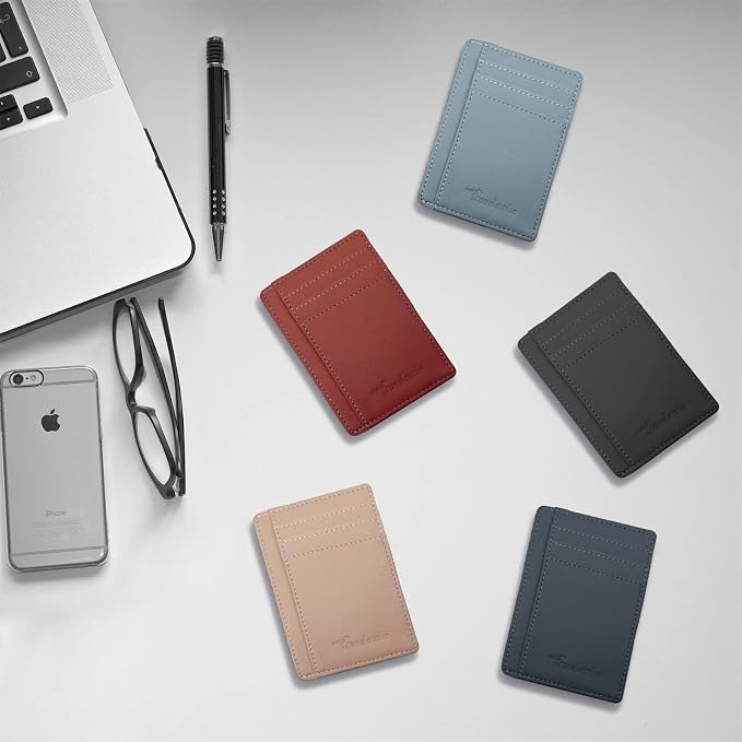 Travelambo Front Pocket Minimalist Leather Slim Wallet RFID Blocking Medium Size - Image 9