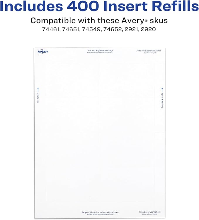 Avery Customizable Name Badge Inserts, 2.25" x 3.5", 400 Printable Name Tag - Image 3