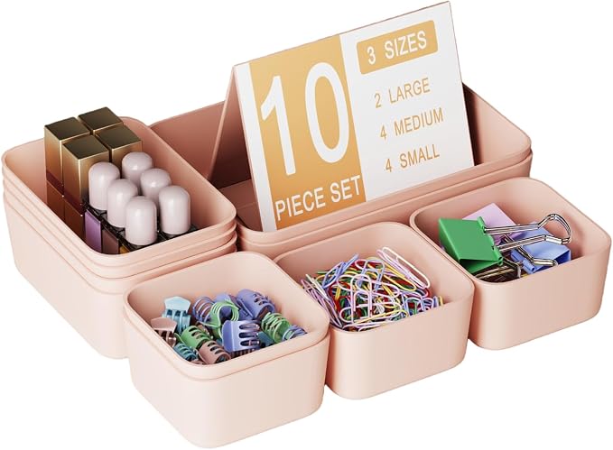 Drawer Organizers Bins 10 PCS for Bathroom Makeup Desk Office | by Homhut