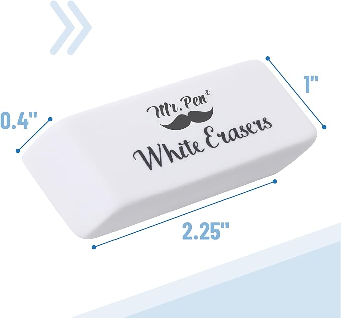 Mr. Pen- White Pencil Eraser, 48 Pack | Large Latex Free Block Erasers Bulk - Image 3