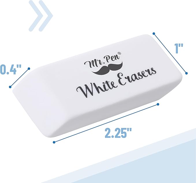 Mr. Pen- White Pencil Eraser, 100 Pack | Large Latex Free Block Erasers Bulk - Image 3