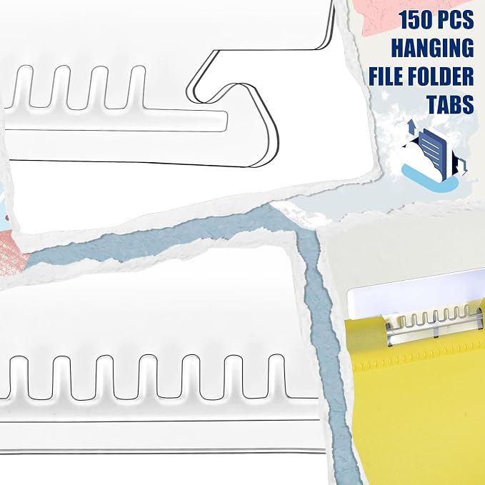 100Pcs 3 1/2 Inch Hanging File Folder Tabs Plastic Tabs - Image 3