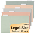 SUNEE Hanging File Folders Legal Size, 25 Pack File Folders 1/5-Cut Tabs by SUNEE