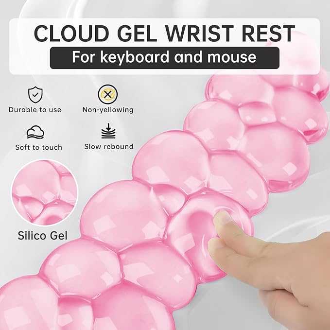 Mouse Pad with Wrist Rest, Soft Cloud Gel Keyboard Mouse Pad Set with Hand - Image 3