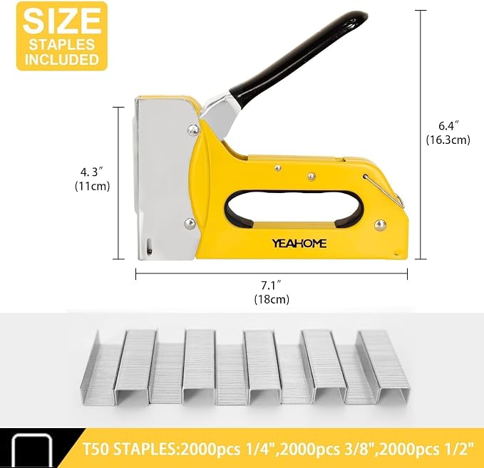 YEAHOME T50 Heavy Duty Staple Gun Kit, Upholstery Staple Gun - Image 3