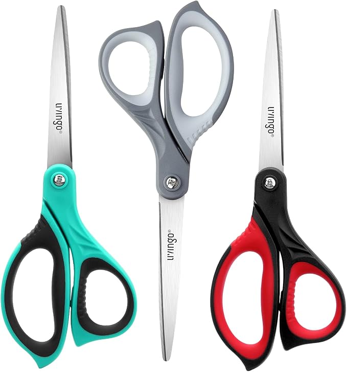 LIVINGO 3 Pack 8.5" Sharp Scissors All Purpose | Professional Ergonomic Comfort by LIVINGO