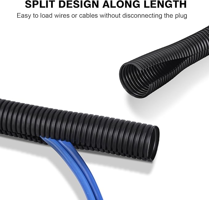 10ft - 3/4 inch Flame Retardant Split Wire Loom Tubing - Flexible Wire Covers - Image 2