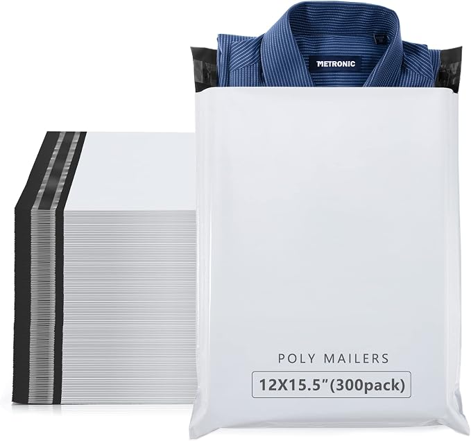 Metronic Poly Mailers 12x15.5 300 Pcs, Medium Size Shipping Bags by METRONIC
