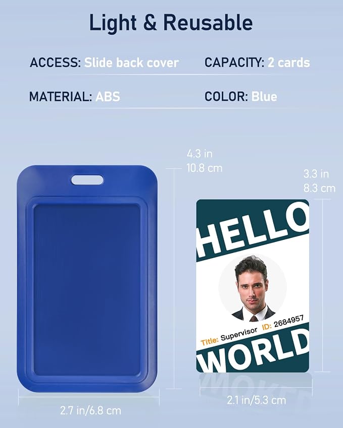 Uniclife 3 Pack Sliding ID Badge Holder Vertical Hard Plastic Case - Image 7