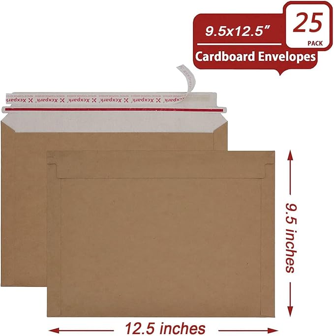 Xxcxpark 25 Pack Brown Kraft Rigid Mailers, 9.5x12.5 inches Self Seal Photo - Image 2