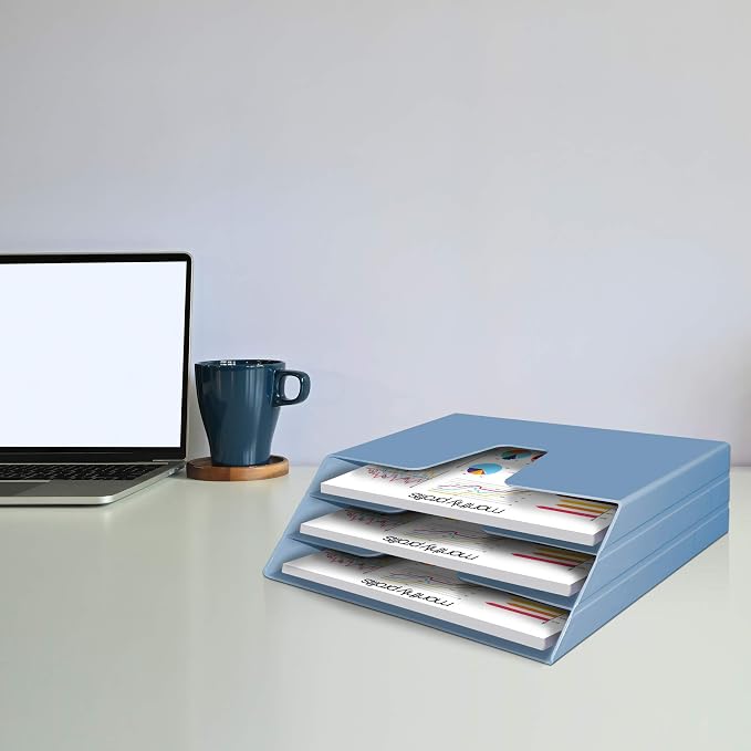 Acrimet Horizontal Triple File Folder Holder Organizer, Open Top Desktop - Image 3