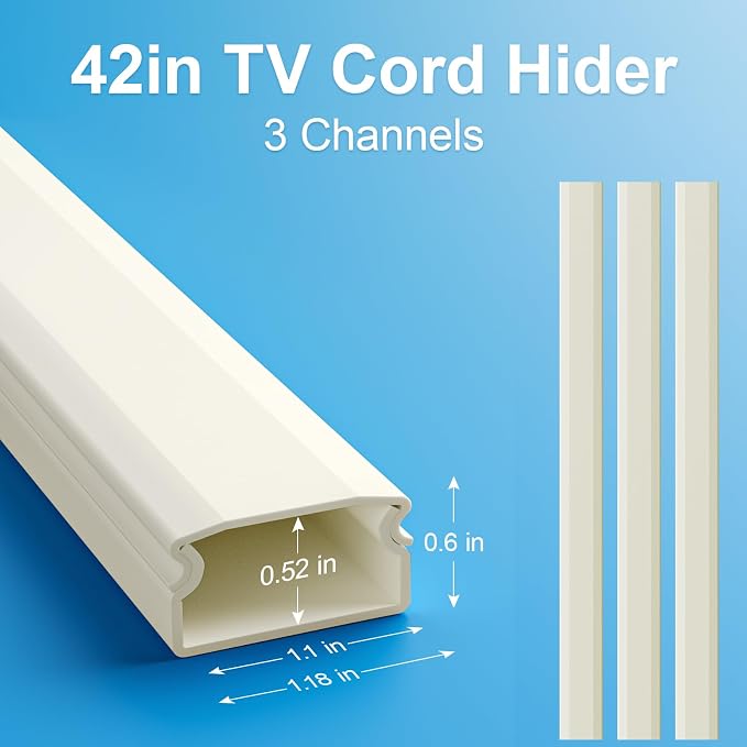 Yecaye TV Cord Hider, 42In Large Cable Hider Beige, Wire Covers - Image 3