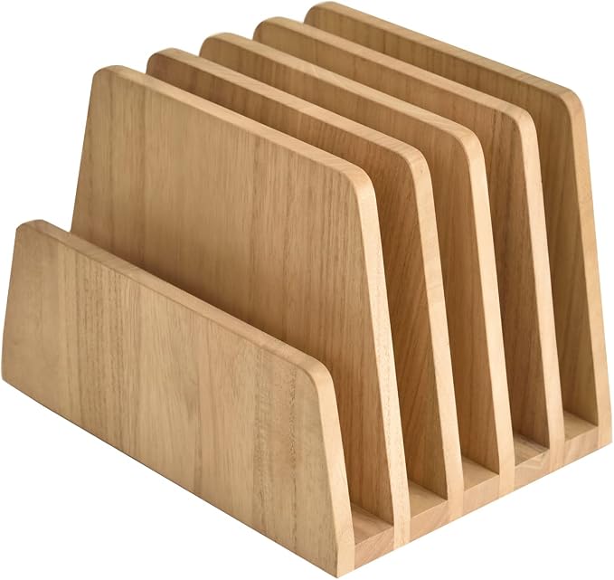 KIRIGEN Wooden Desk Mail Organizer, 5-Slot File Holder and Letter Sorter by KIRIGEN