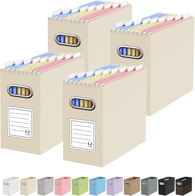 Oterri File Organizer Box, Portable Collapsible Cardboard File Folder Organizer by Oterri