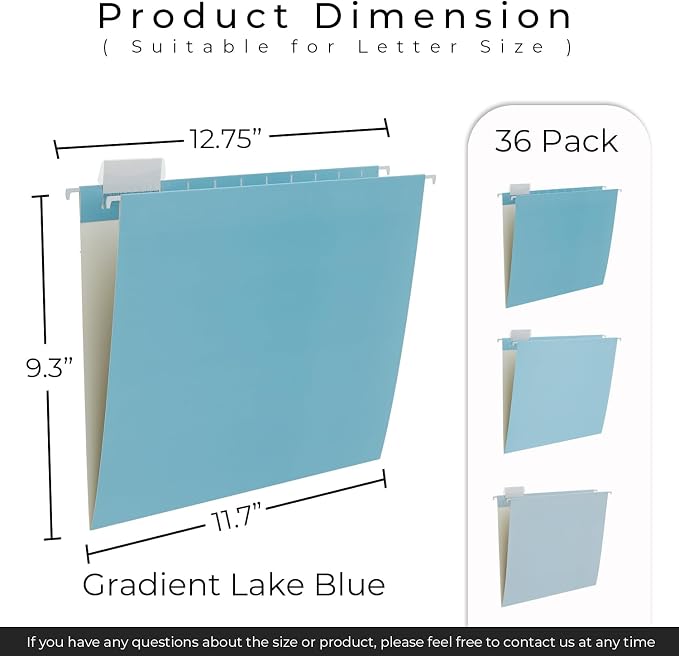 Y YOMA 36 Pack Gradient Hanging File Folders Letter Size Decorative Hanging - Image 3