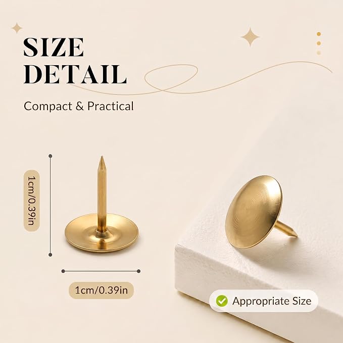 480PCS Gold Thumb Tacks, Flat Push Pins Bulk, Steel Roundness, Needlepoint Tacks - Image 3