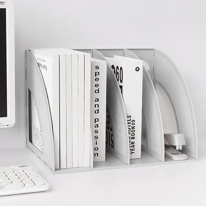 SAYEEC Sturdy Maganize Holder Desktop File Holder Organizer Plastic 4 Section - Image 6