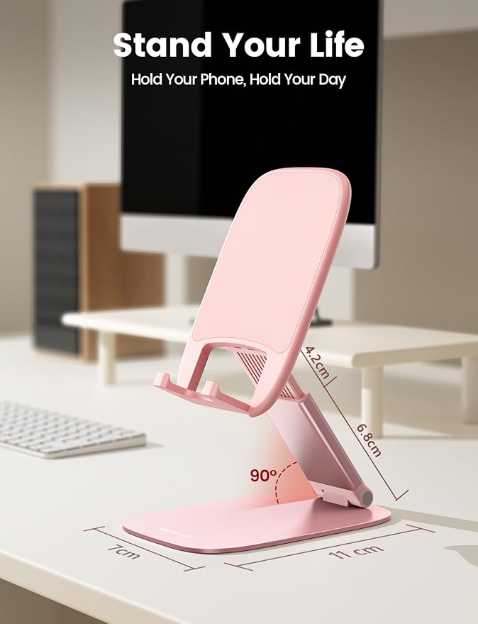 Lamicall Pink Desk Accessories for Women, Cute Rose Gold Phone Stand Holder for - Image 4